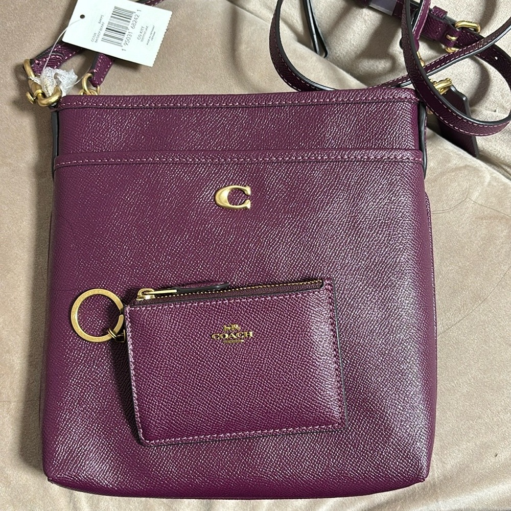 New Coach XGrain Mini ID SKNY Key & Card Holder only- Deep Berry - Picture 14 of 14